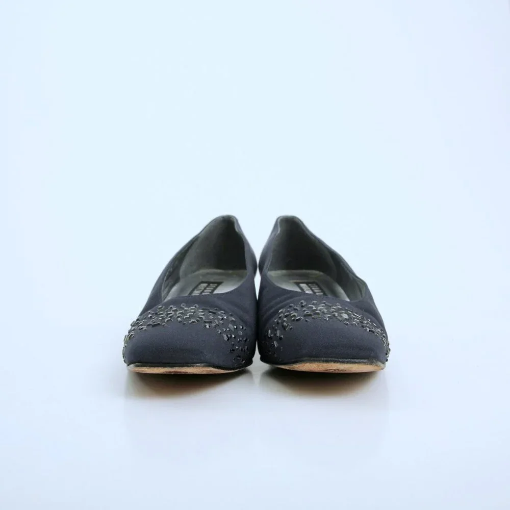 Stuart Weitzman Navy‎ Embellished Closed Toe Block Heel Pumps in Navy Size 9